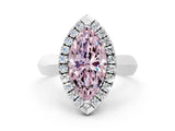 White gold Fancy Pink Marquise  Cut Halo Solitaire Engagement Ring with Square Band and Four-Prong Setting_90