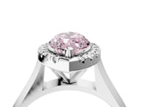 White gold Fancy Pink Marquise  Cut Halo Solitaire Engagement Ring with Square Band and Four-Prong Setting_94