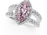 White gold Fancy Pink Marquise  Cut Halo Split Shank Diamond Ring with Four-Prong Setting_46