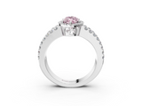 White gold Fancy Pink Marquise  Cut Halo Split Shank Diamond Ring with Four-Prong Setting_48
