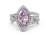 White gold Fancy Pink Marquise  Cut Halo Split Shank Prong Setting Ring_61