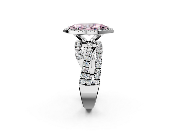 White gold Fancy Pink Marquise  Cut Halo Split Shank Prong Setting Ring