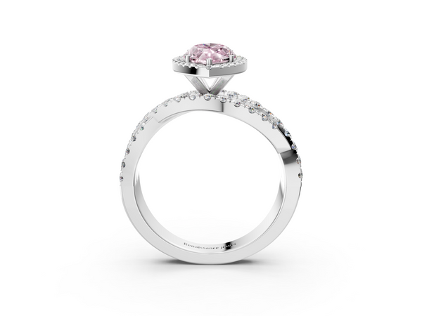 White gold Fancy Pink Marquise  Cut Halo Split Shank Prong Setting Ring