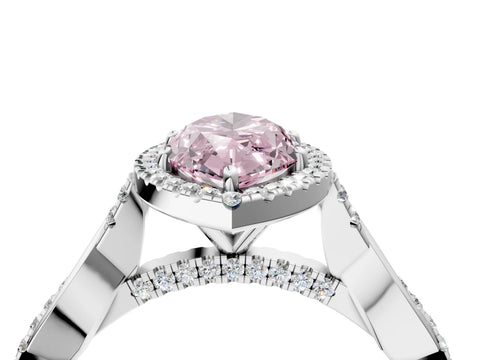 White gold Fancy Pink Marquise Cut Halo Twist Band with Four-Prong Setting_100
