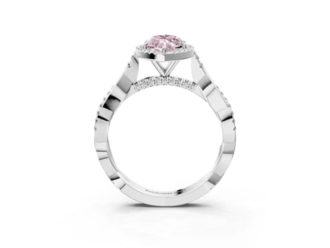 White gold Fancy Pink Marquise Cut Halo Twist Band with Four-Prong Setting_3