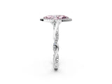 White gold Fancy Pink Marquise Cut Halo Twist Band with Four-Prong Setting_74