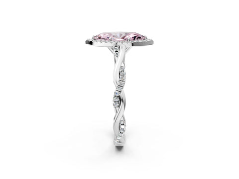 White gold Fancy Pink Marquise Cut Halo Twist Band with Four-Prong Setting_74