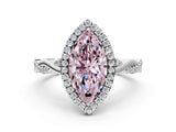 White gold Fancy Pink Marquise Cut Halo Twist Band with Four-Prong Setting_84