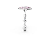 White gold Fancy Pink Marquise Cut Halo Twist Band with Four-Prong Setting_86