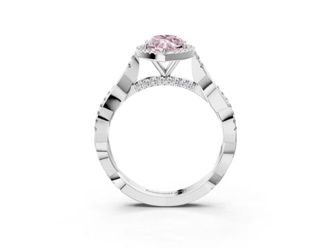 White gold Fancy Pink Marquise Cut Halo Twist Band with Four-Prong Setting_87