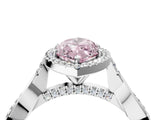 White gold Fancy Pink Marquise Cut Halo Twist Band with Four-Prong Setting_88