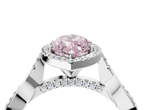 White gold Fancy Pink Marquise Cut Halo Twist Band with Four-Prong Setting_88