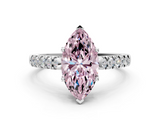 White gold Fancy Pink Marquise  Cut Pavé Band Solitaire Ring with Four-Prong Setting_42