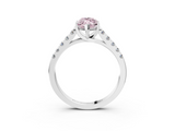 White gold Fancy Pink Marquise  Cut Pavé Band Solitaire Ring with Four-Prong Setting_45