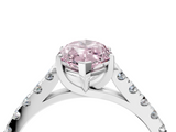 White gold Fancy Pink Marquise  Cut Pavé Band Solitaire Ring with Four-Prong Setting_46