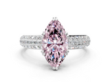 White gold Fancy Pink Marquise  Cut Pave Diamond Engagement Ring with Channel Set Band and Four-Prong Setting_20