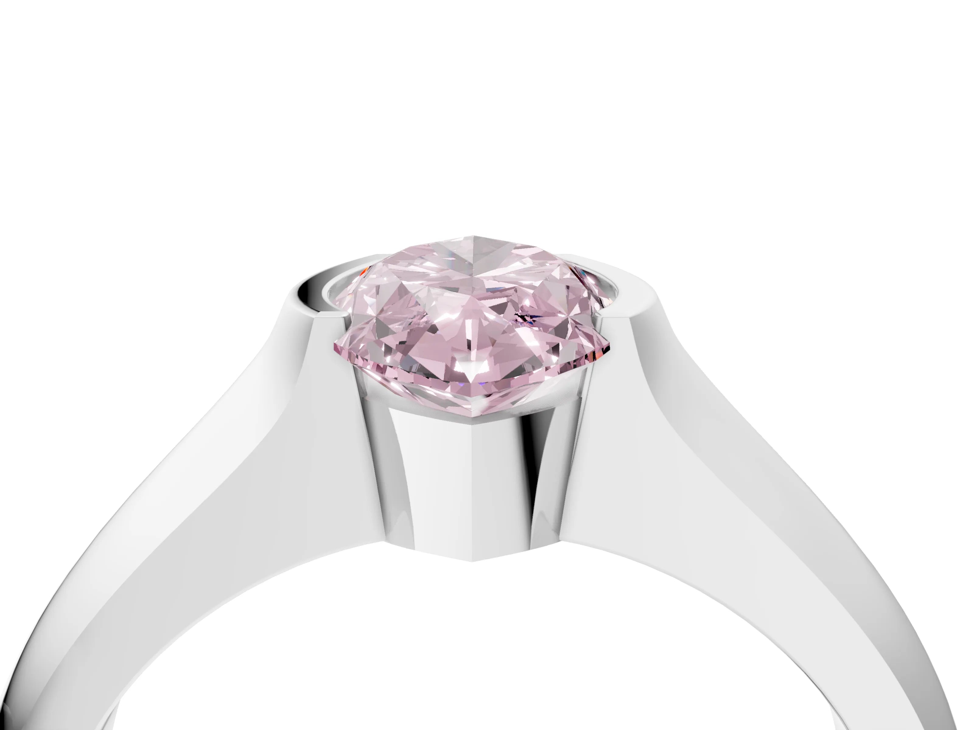 White gold Fancy Pink Marquise Cut Solitaire Bezel Set Diamond Ring with Wide Band_16
