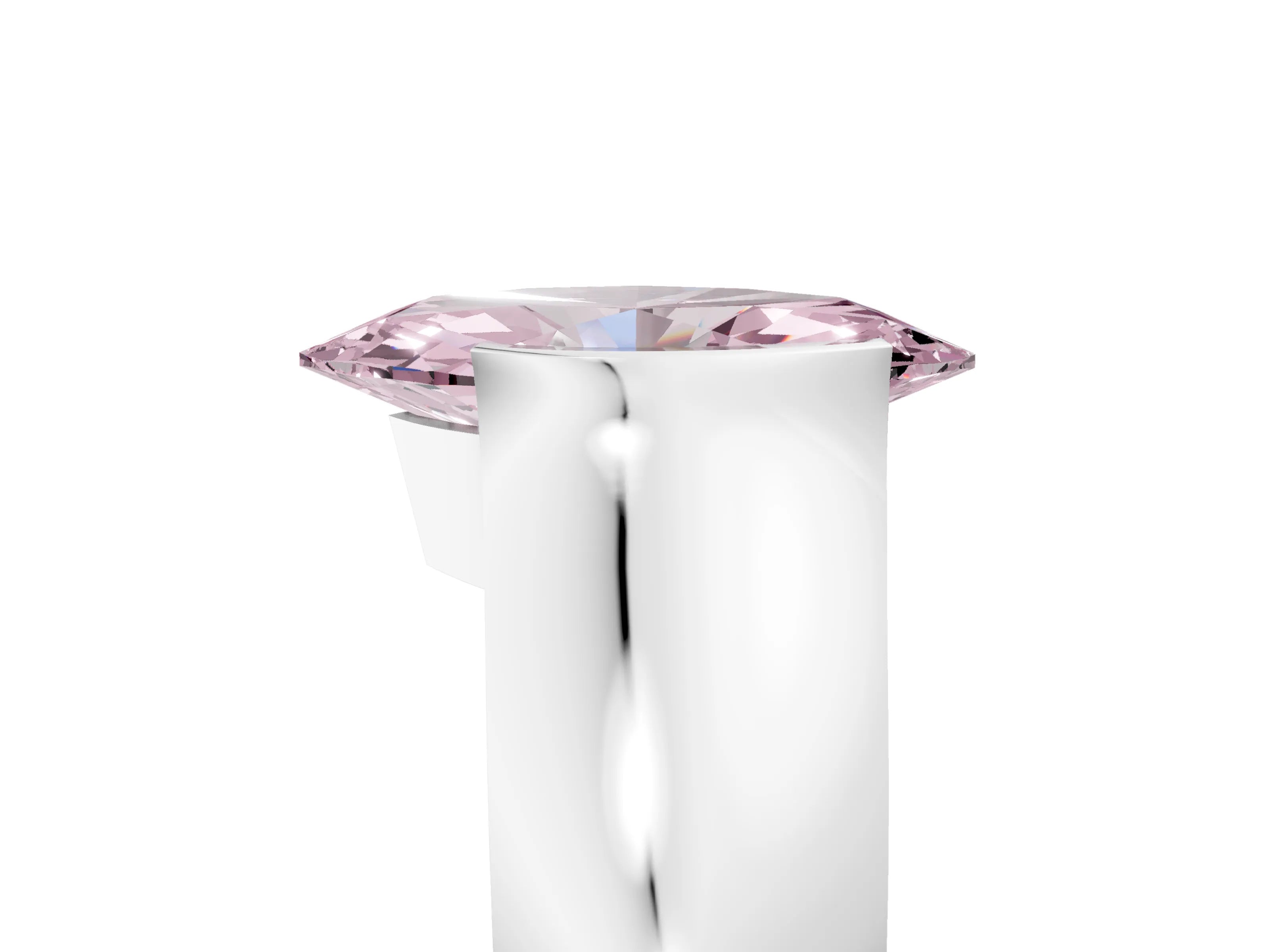 White gold Fancy Pink Marquise Cut Solitaire Bezel Set Diamond Ring with Wide Band_17