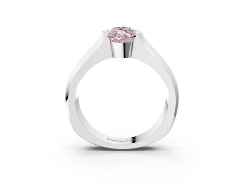 White gold Fancy Pink Marquise Cut Solitaire Bezel Set Diamond Ring with Wide Band_3