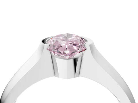 White gold Fancy Pink Marquise Cut Solitaire Bezel Set Diamond Ring with Wide Band_4