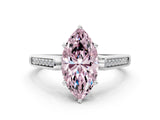White gold Fancy Pink Marquise Cut Solitaire Cathedral Diamond Engagement Ring with Channel-Set Band and Four-Prong Setting_15