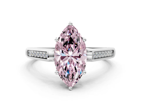 White gold Fancy Pink Marquise Cut Solitaire Cathedral Diamond Engagement Ring with Channel-Set Band and Four-Prong Setting_3