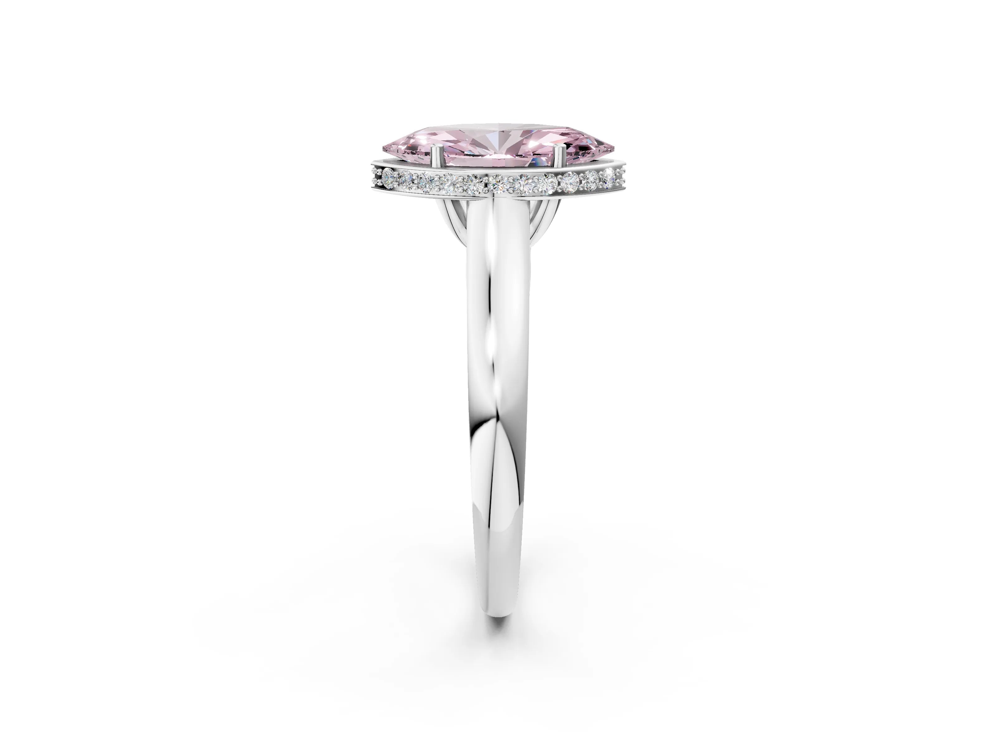 White gold Fancy Pink Marquise Cut Solitaire Diamond Engagement Ring with Four-Prong Setting and Tapered Band_14