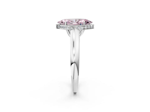 White gold Fancy Pink Marquise Cut Solitaire Diamond Engagement Ring with Four-Prong Setting and Tapered Band_14
