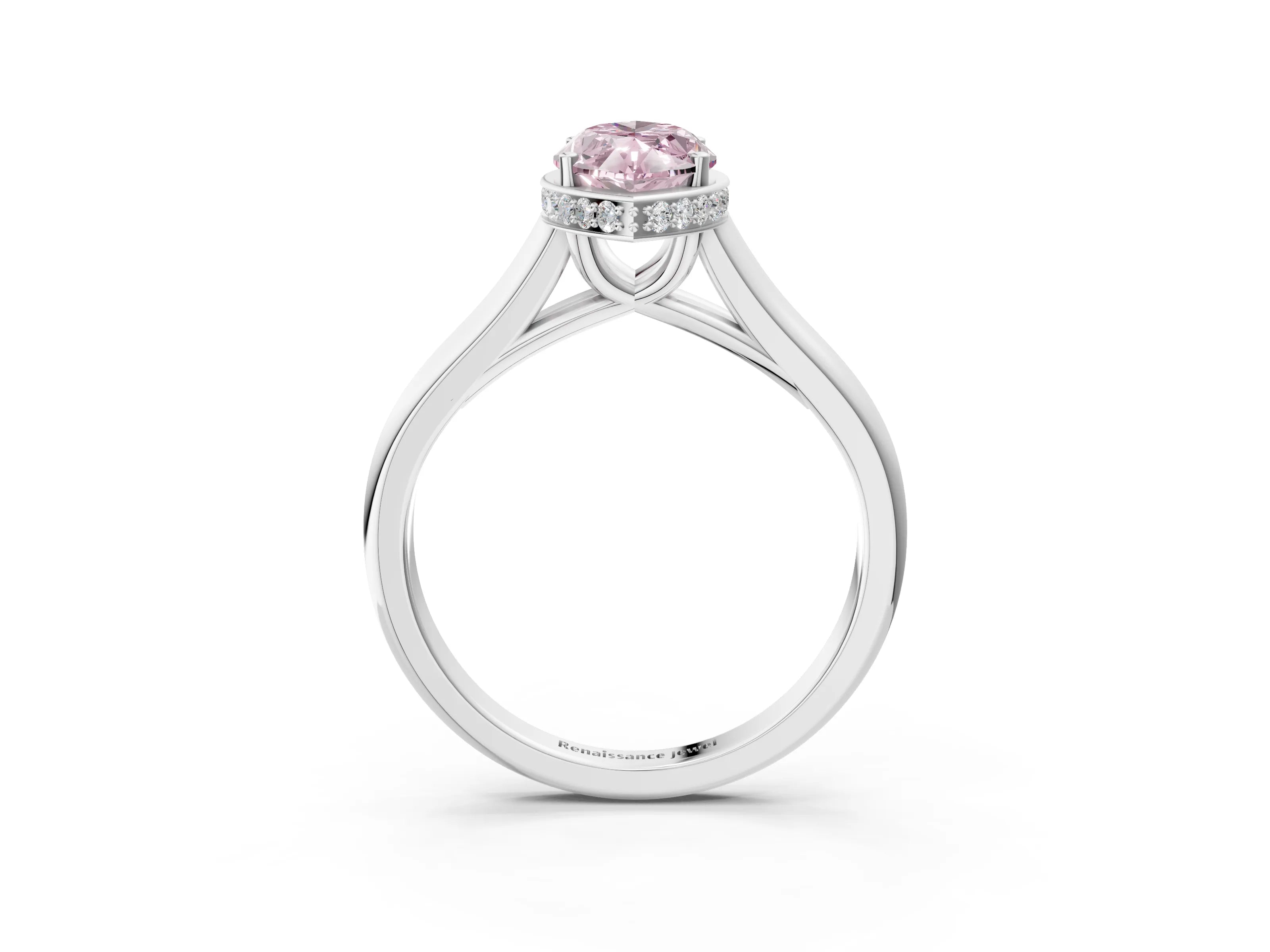 White gold Fancy Pink Marquise Cut Solitaire Diamond Engagement Ring with Four-Prong Setting and Tapered Band_15