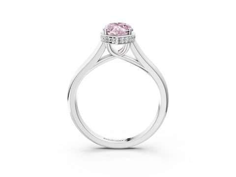 White gold Fancy Pink Marquise Cut Solitaire Diamond Engagement Ring with Four-Prong Setting and Tapered Band_15