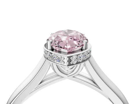 White gold Fancy Pink Marquise Cut Solitaire Diamond Engagement Ring with Four-Prong Setting and Tapered Band_16