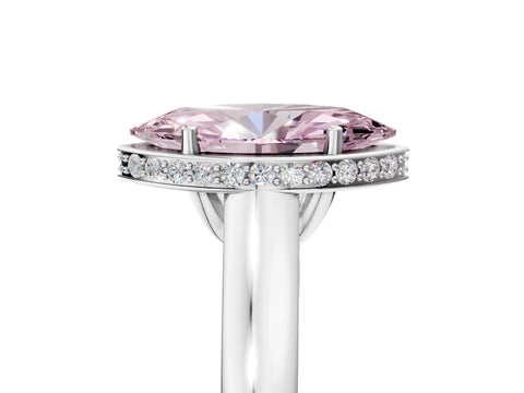 White gold Fancy Pink Marquise Cut Solitaire Diamond Engagement Ring with Four-Prong Setting and Tapered Band_17