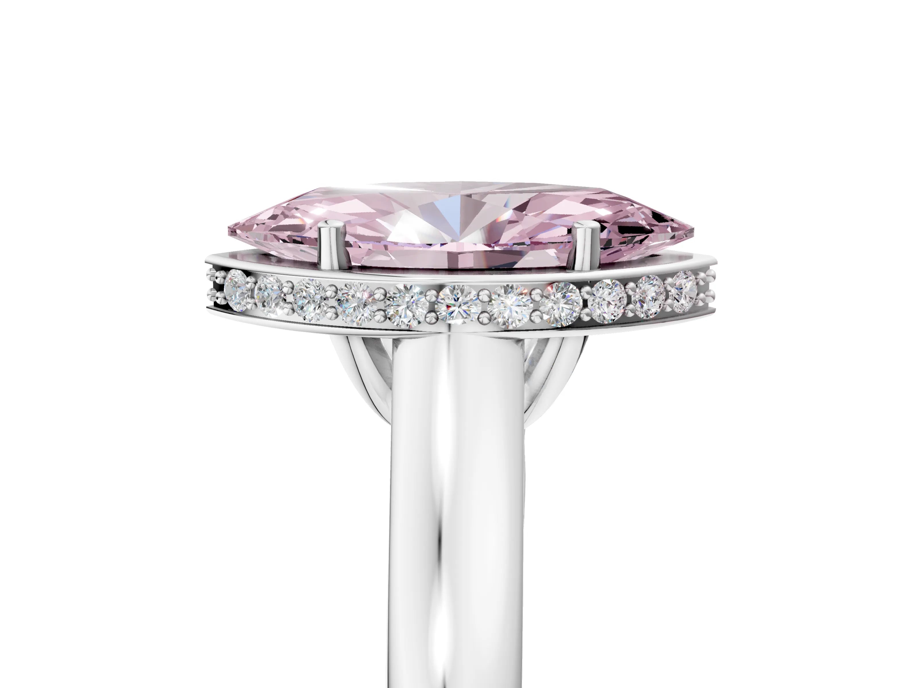 White gold Fancy Pink Marquise Cut Solitaire Diamond Engagement Ring with Four-Prong Setting and Tapered Band_17