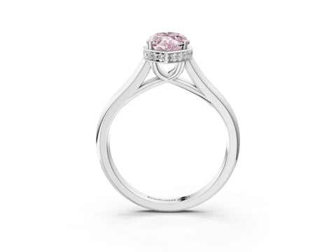 White gold Fancy Pink Marquise Cut Solitaire Diamond Engagement Ring with Four-Prong Setting and Tapered Band_3