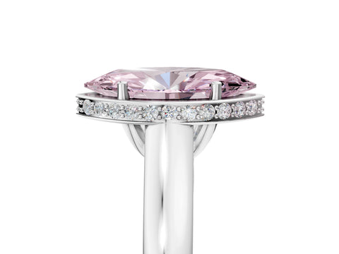 White gold Fancy Pink Marquise Cut Solitaire Diamond Engagement Ring with Four-Prong Setting and Tapered Band_5