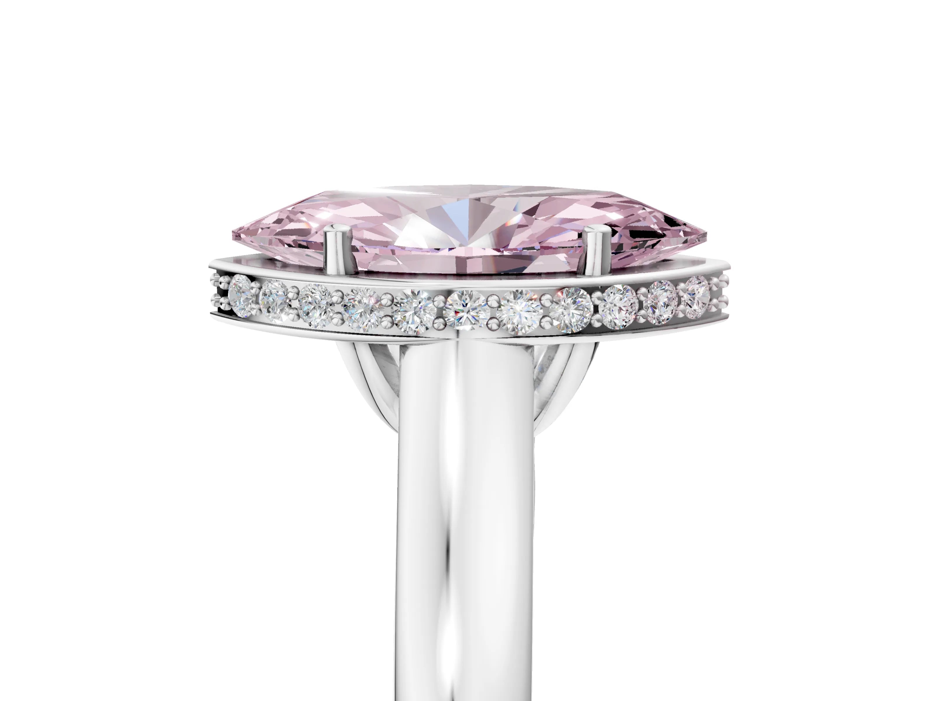 White gold Fancy Pink Marquise Cut Solitaire Diamond Engagement Ring with Four-Prong Setting and Tapered Band_5