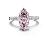 White gold Fancy Pink Marquise Cut Solitaire Diamond Engagement Ring with Pavé Band and Six-Prong Setting_12