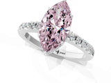 White gold Fancy Pink Marquise Cut Solitaire Diamond Engagement Ring with Pavé Band and Six-Prong Setting_13