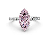 White gold Fancy Pink Marquise Cut Solitaire Diamond Engagement Ring with Pavé Band and Six-Prong Setting_24