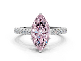 White gold Fancy Pink Marquise  Cut Solitaire Diamond Engagement Ring with Pave Band and Four-Prong Setting_180