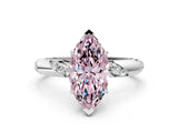 White gold Fancy Pink Marquise Cut Solitaire Diamond Engagement Ring with Twisted Pave Band and Four-Prong Setting_19
