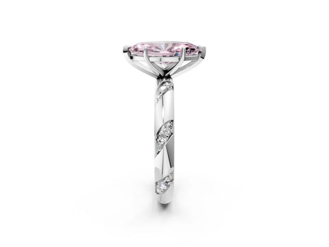 White gold Fancy Pink Marquise Cut Solitaire Diamond Engagement Ring with Twisted Pave Band and Four-Prong Setting_21