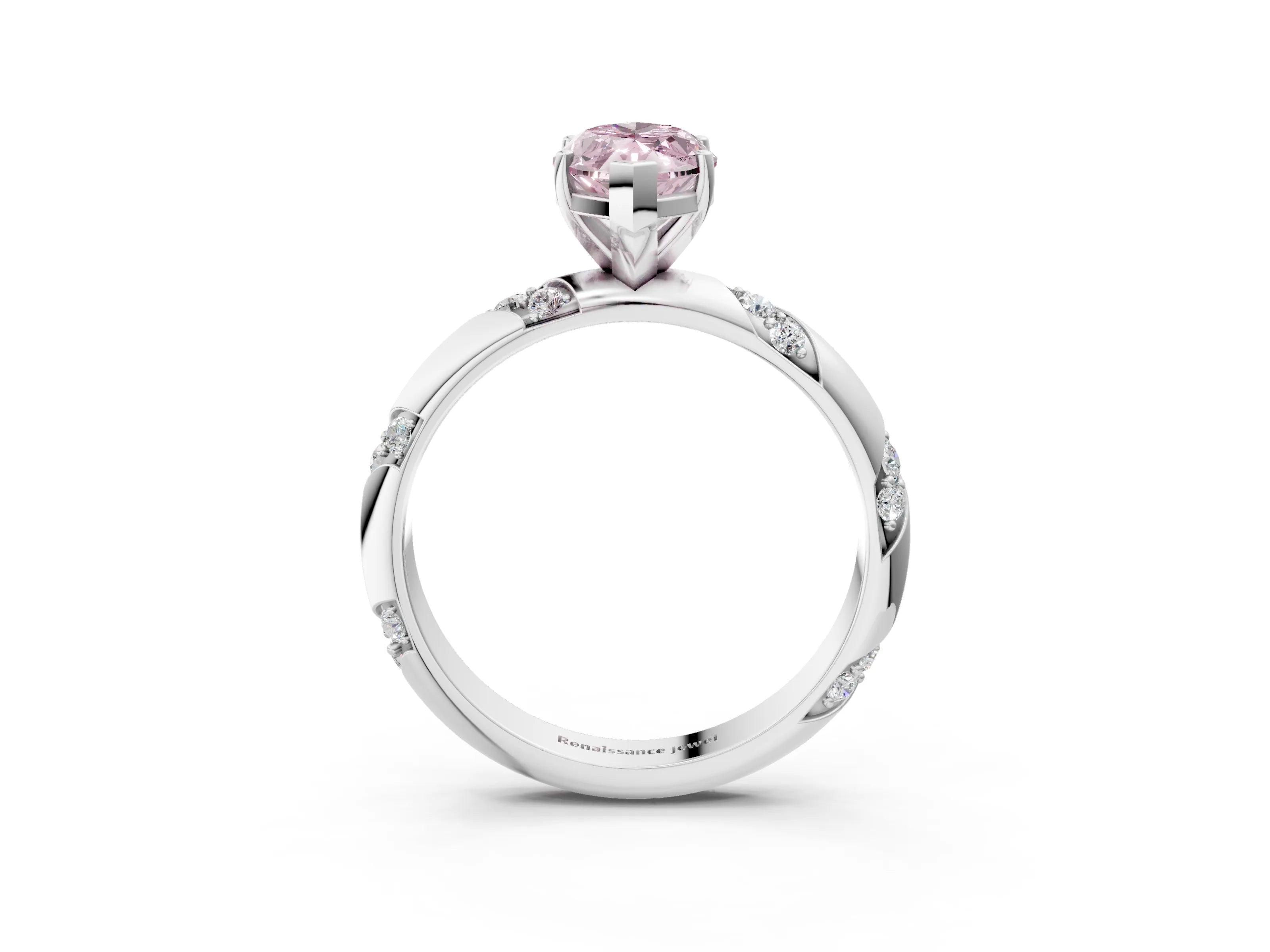 White gold Fancy Pink Marquise Cut Solitaire Diamond Engagement Ring with Twisted Pave Band and Four-Prong Setting_22
