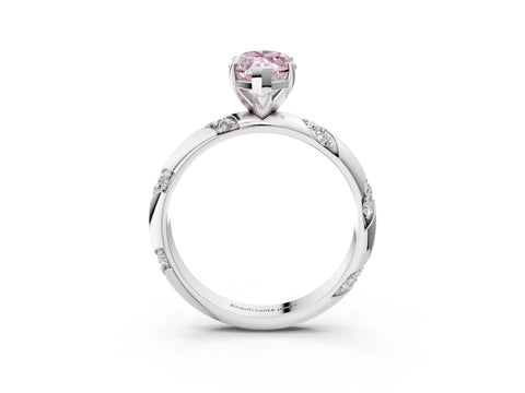 White gold Fancy Pink Marquise Cut Solitaire Diamond Engagement Ring with Twisted Pave Band and Four-Prong Setting_22