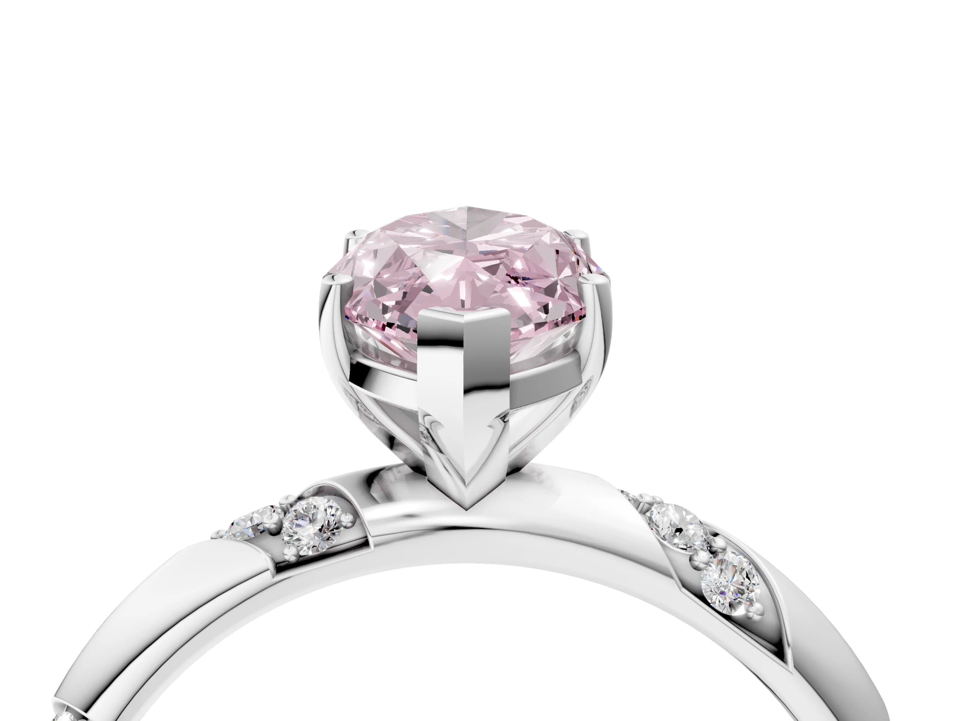 White gold Fancy Pink Marquise Cut Solitaire Diamond Engagement Ring with Twisted Pave Band and Four-Prong Setting_23