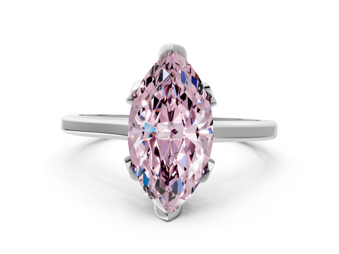 White gold Fancy Pink Marquise  Cut Solitaire Diamond Ring with Flower-Prong Setting and Classic Band_21