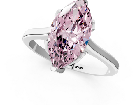 White gold Fancy Pink Marquise  Cut Solitaire Diamond Ring with Flower-Prong Setting and Classic Band_22