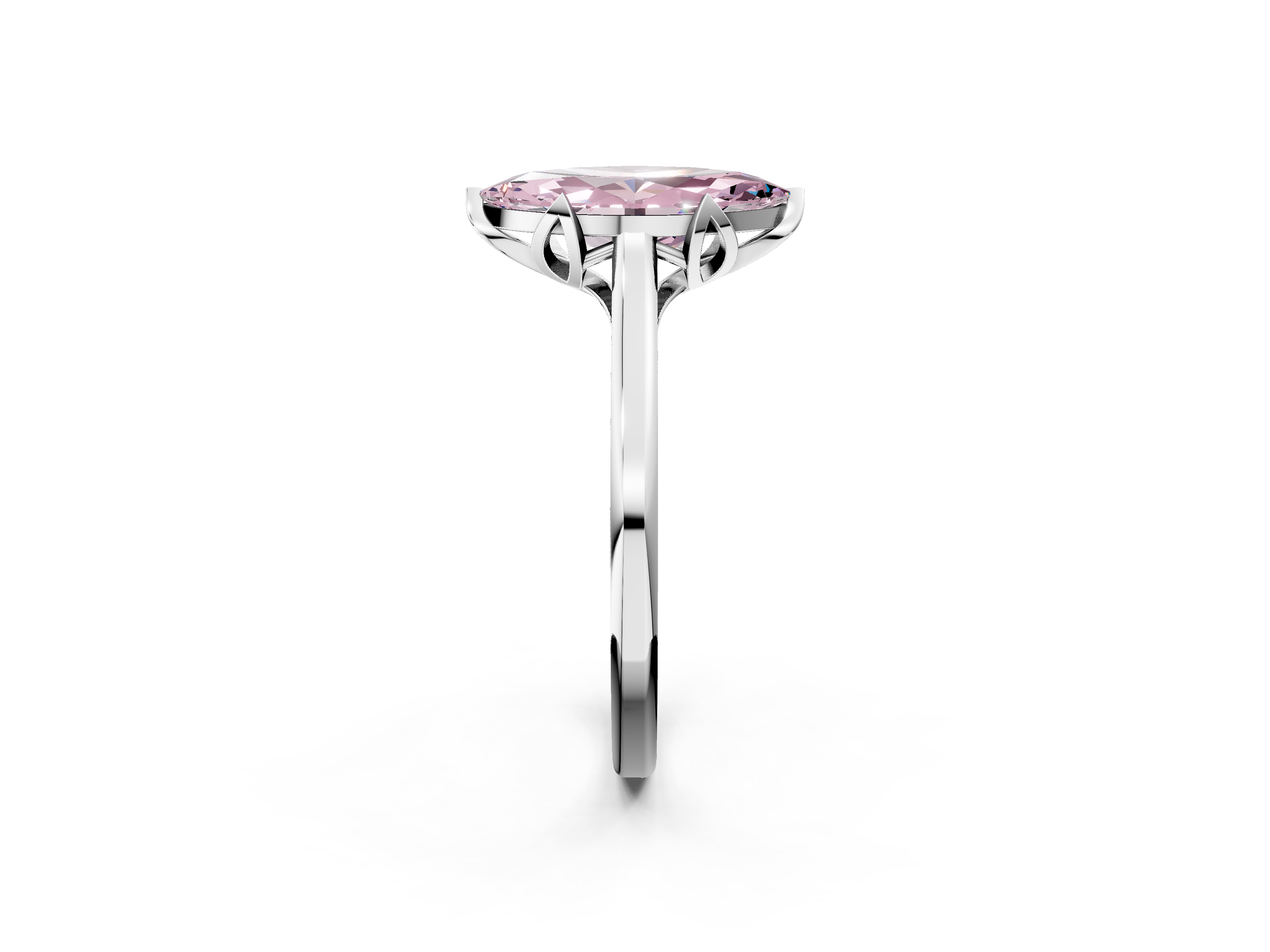 White gold Fancy Pink Marquise  Cut Solitaire Diamond Ring with Flower-Prong Setting and Classic Band_23