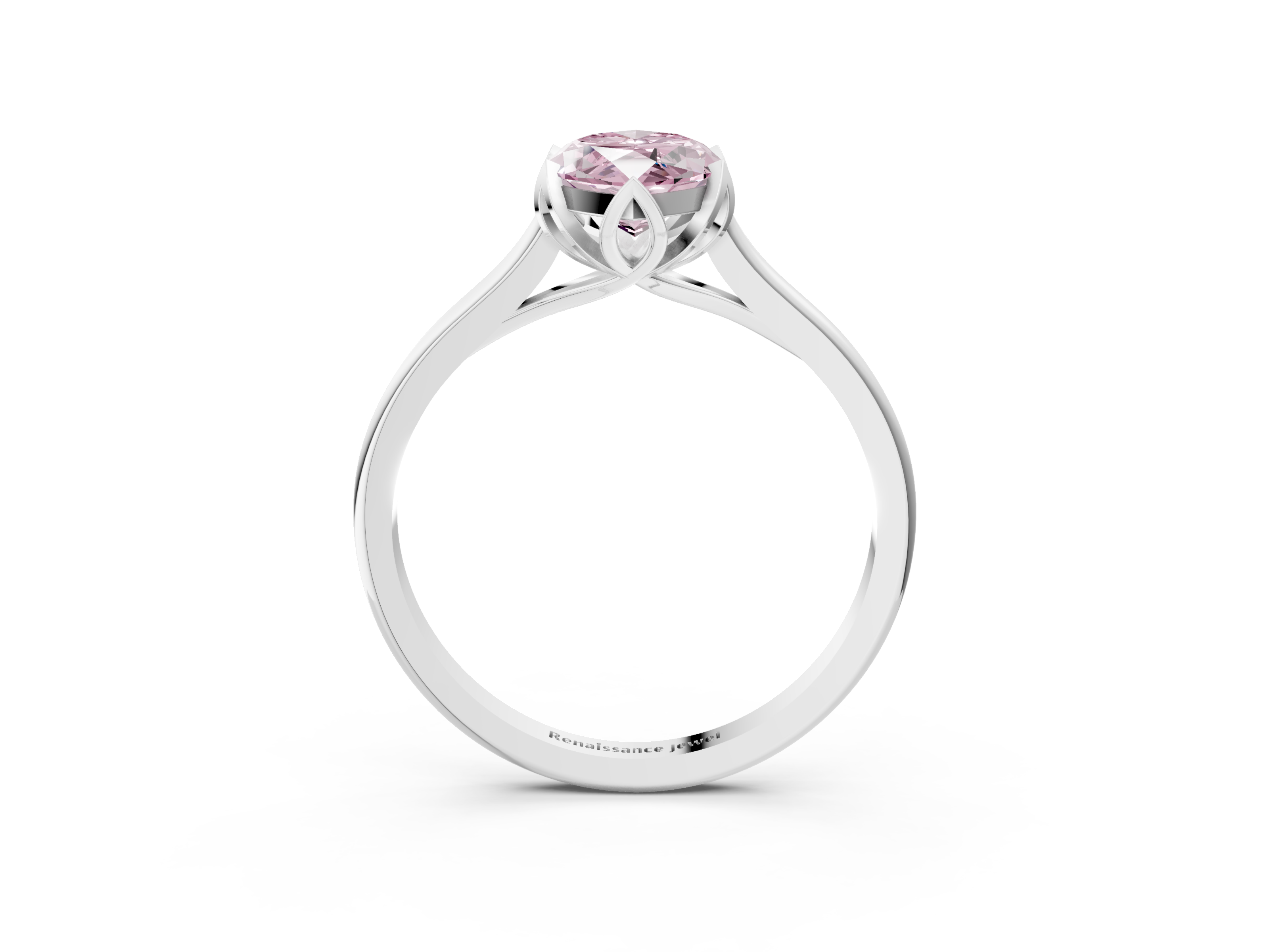 White gold Fancy Pink Marquise  Cut Solitaire Diamond Ring with Flower-Prong Setting and Classic Band_24