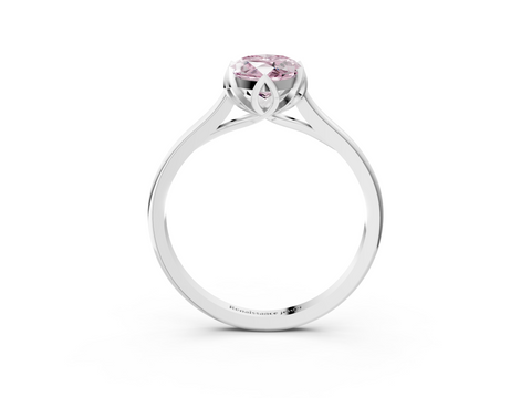 White gold Fancy Pink Marquise  Cut Solitaire Diamond Ring with Flower-Prong Setting and Classic Band_24